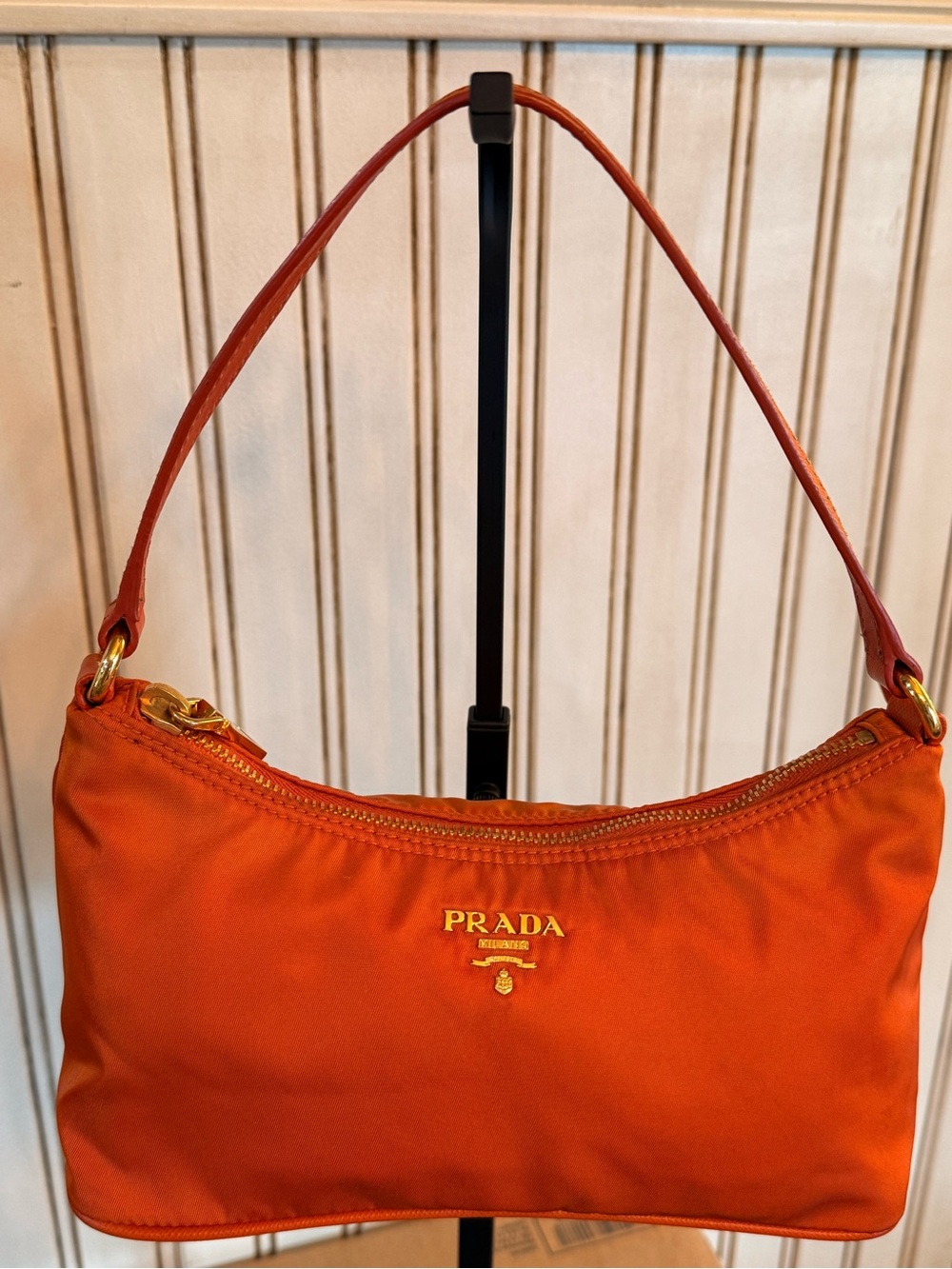 Authentic, Prada Burnt Orange vintage mini hobo nylon bag!